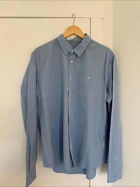 Ami Light Blue Long-Sleeve Dress Shirt